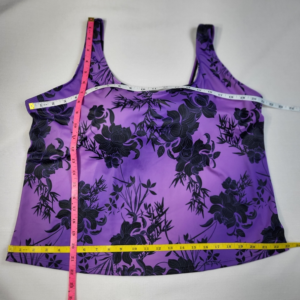 Swimsuits For All Aquabelle Tankini TOP Womens Size 20 Purple Black Floral NWT - Picture 5 of 14